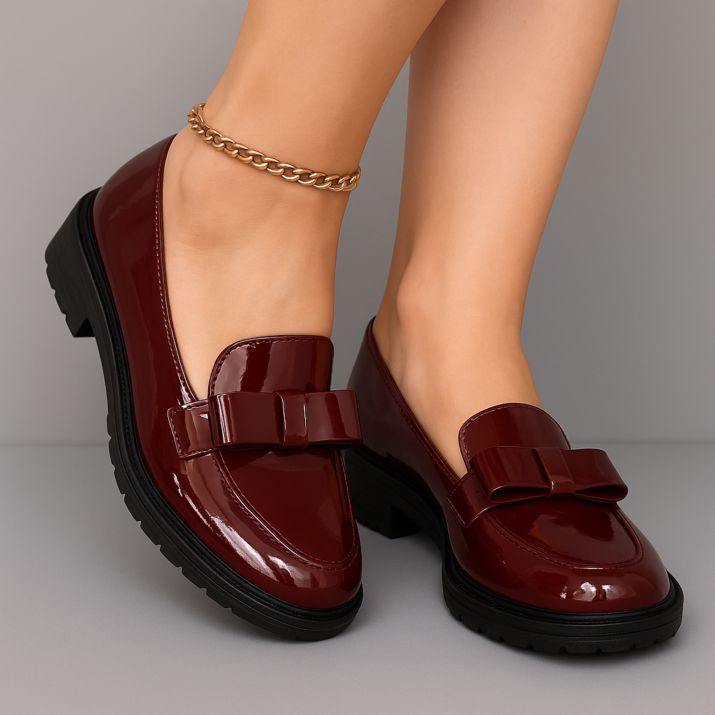 Julie | Bow Detail Block Heel Loafers