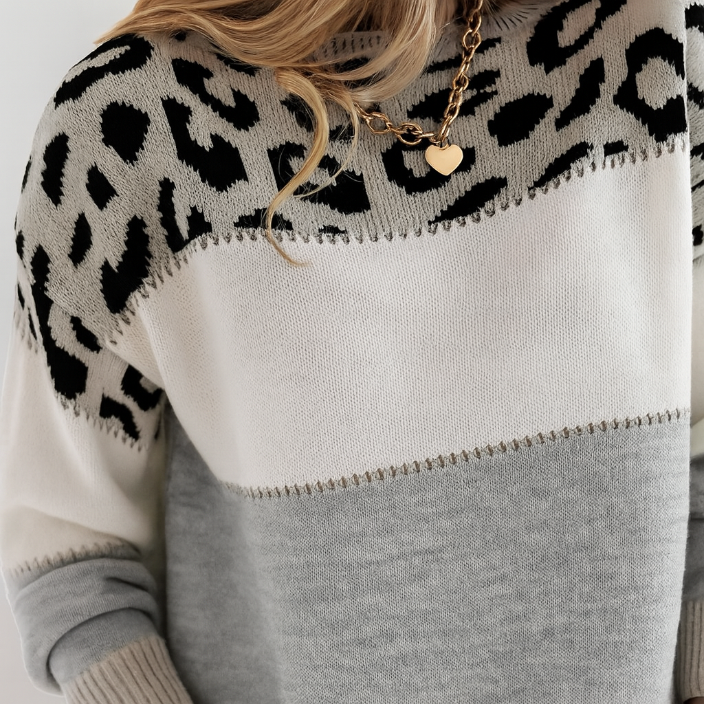 Diane™ | Leopard Accent Knit Sweater